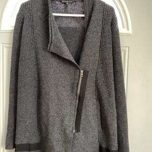Athleta Charcoal Asymmetrical Zip Cardigan